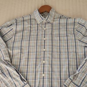 johnnie-O Beige and Blue Plaid Shirt